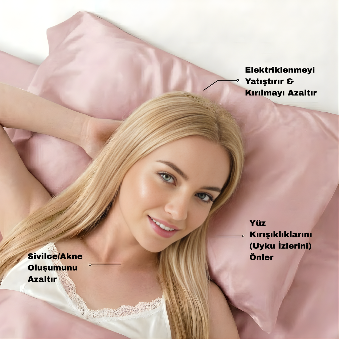 Fiona– İsminize Özel İşlemeli Premium Vegan Saten Güzellik Yastık Kılıfı