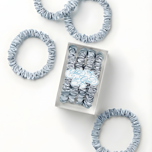 4'lü Celeste (Buz Mavisi) XS Saten Toka Seti