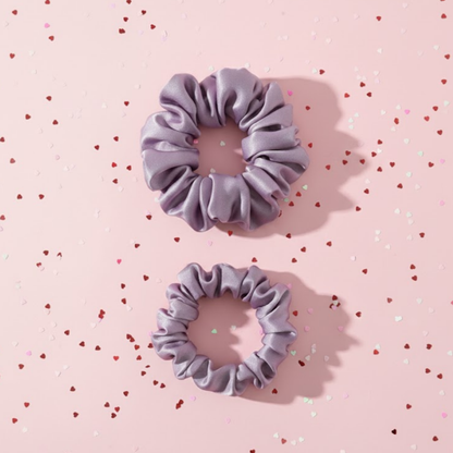 Lilac Satin Scrunchie Duo