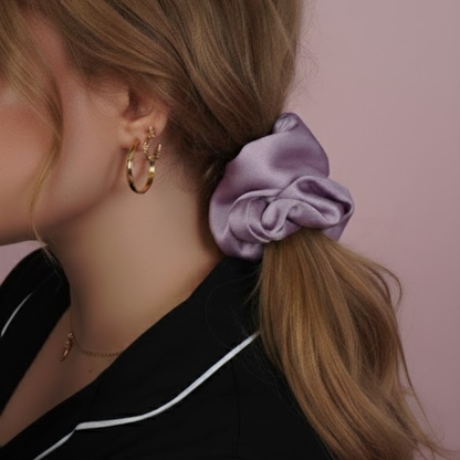 Lilac Satin Scrunchie Duo