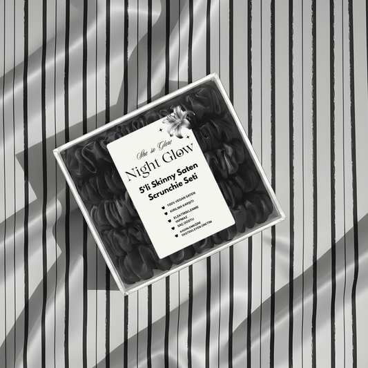 Night Glow Skinny  XS Saten Scrunchie Toka Seti (5’li)